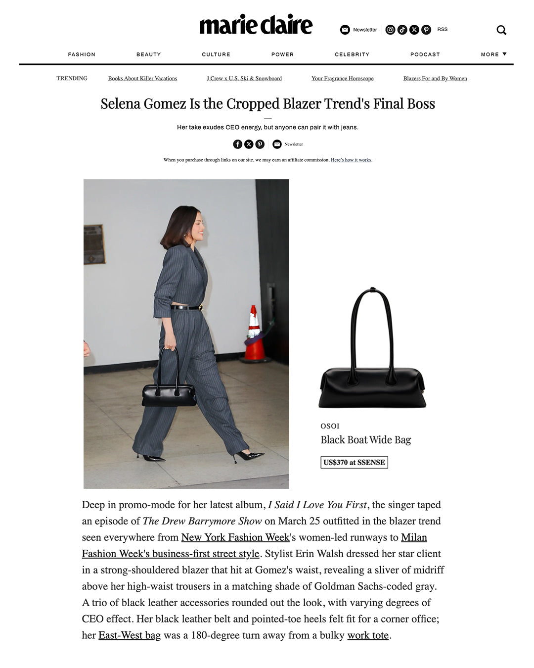 SELENA GOMEZ IN MARIE CLAIRE / BOAT WIDE [BLACK]