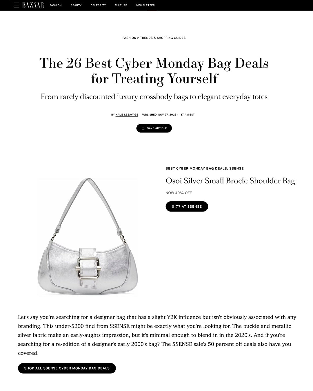 BAZAAR NOVEMBER / SHOULDER BROCLE SMALL [SILVER]