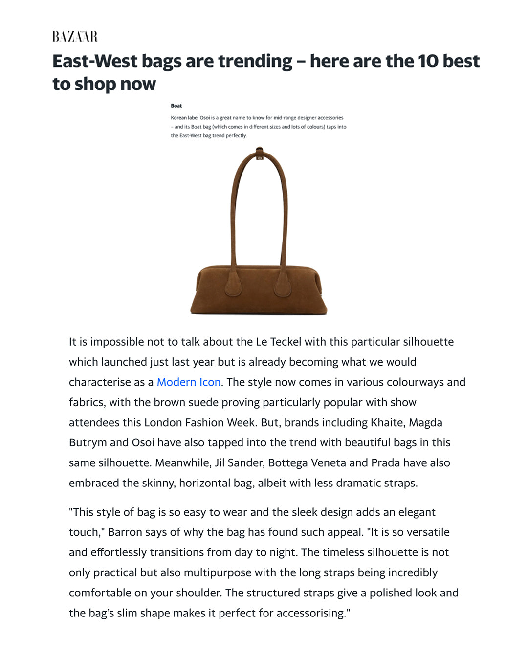 BAZAAR UK FEBRUARY / BOAT WIDE MINI [NUBUCK BROWN]