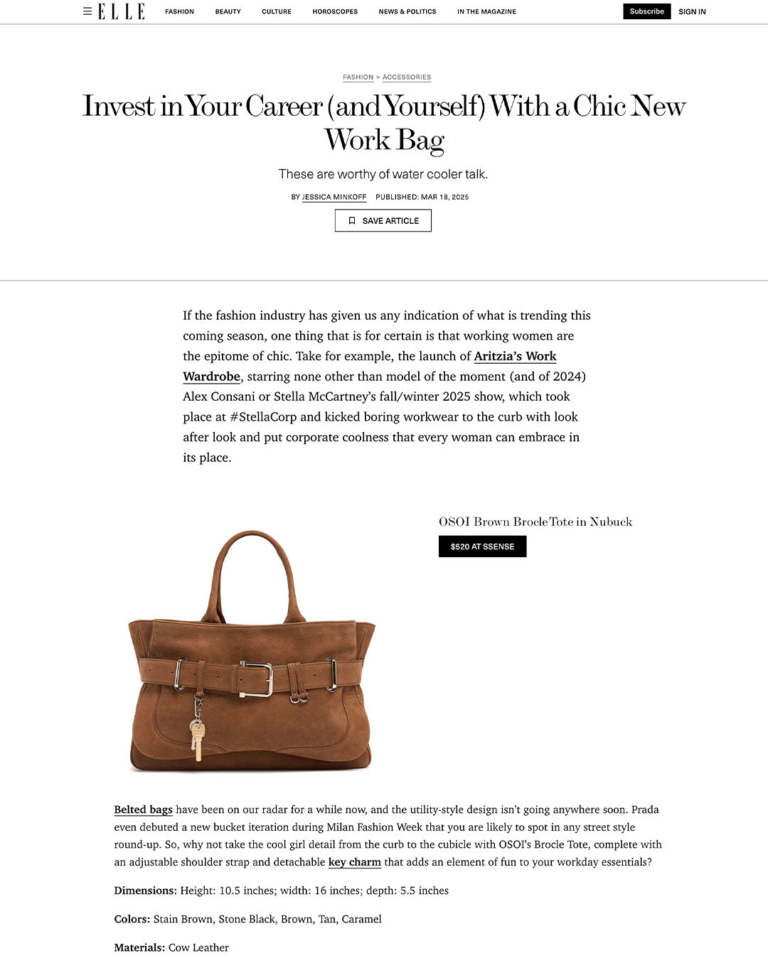 ELLE / TOTE BROCLE [NUBUCK BROWN]