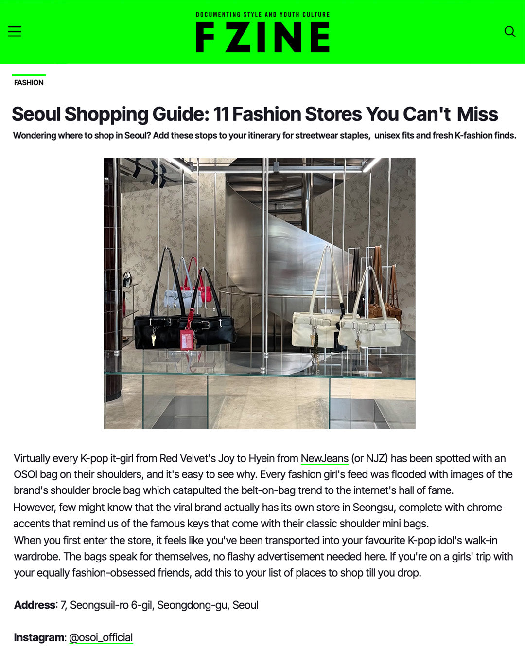 F ZINE DECEMBER / SEOUL SHOPPING GUIDE