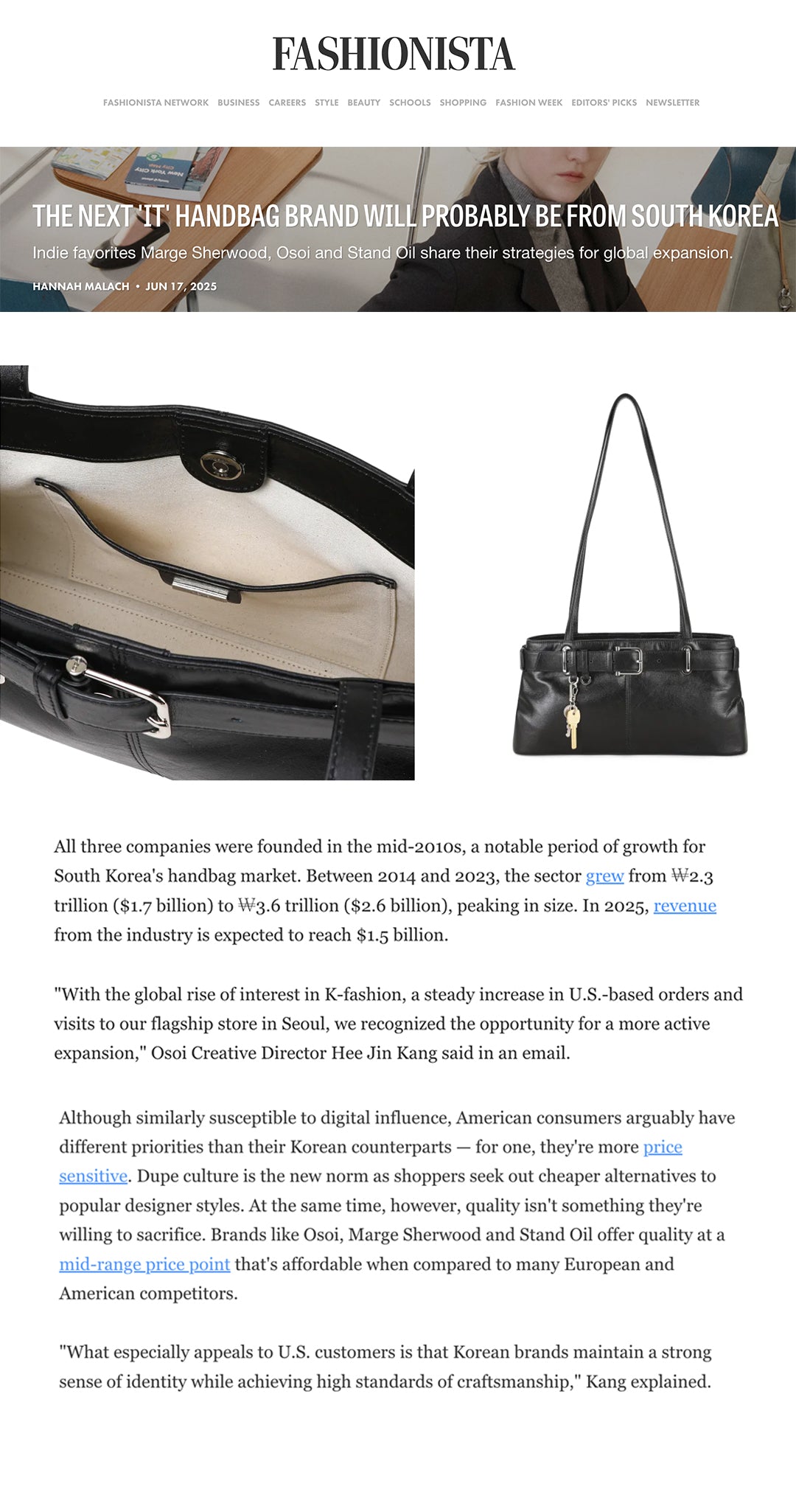 FASHIONISTA / KOREAN BAG BRAND'S STRATEGIES OF GLOBAL EXPANSION