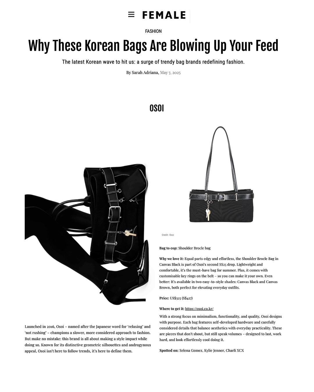 FEMALE MAGAZINE MAY / KOREAN BAG BRAND