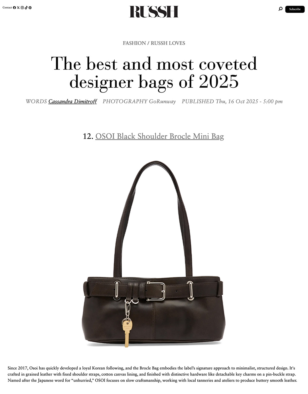 RUSSH OCTOBER / SHOULDER BROCLE MINI [STAIN BROWN]