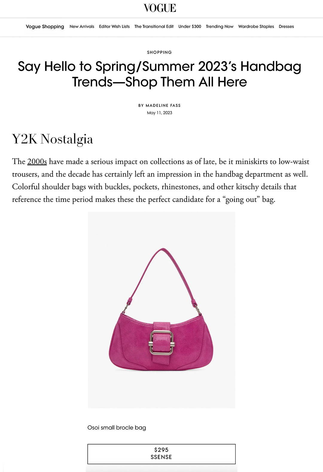 VOGUE MAY / SHOULDER BROCLE  SMALL [CLOUD FUCHSIA PINK]