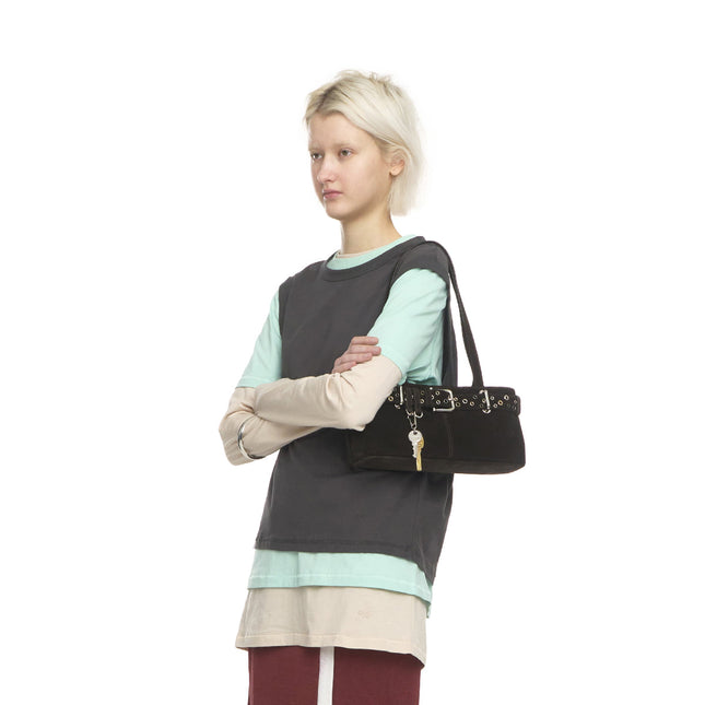 SHOULDER BROCLE MINI [ SUEDE MOCHA EYELETS ]